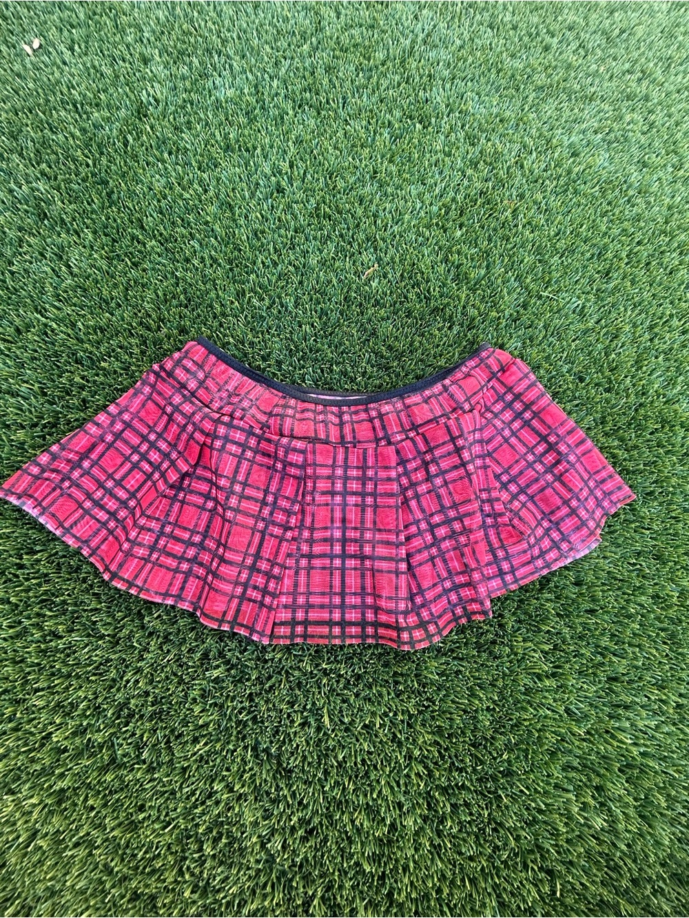 Red Plaid Pleated Mini Skirt lingerie